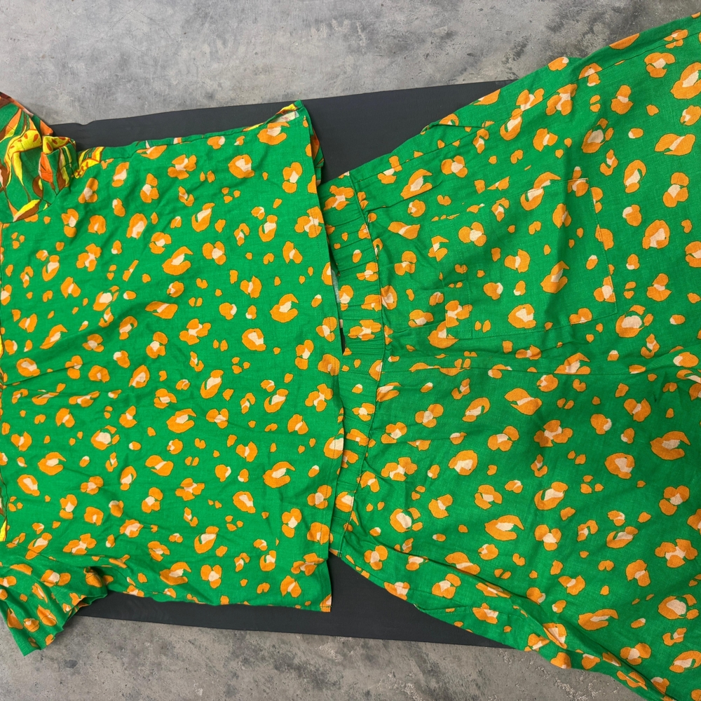 Tabitha Brown Vibrant Green and Orange Patterned Shirt and Shorts Set - Picture 8 of 8